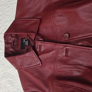 East 5th Red Leather Jacket Coat Outerwear Preppy Streetwear Size Medium Petite